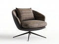 Taupe and Black Polyester Swivel Lounge Chair with Removable Back Pillow, 31.5 x 33.5 x 30.7 in