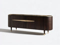 Mid-Century Modern TV Stand with Storage, 70.9 x 17.7 x 29.5 in, Walnut Brown/Black/Gold
