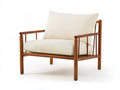 Mid-Century Modern Lounge Chair, 30.3 x 32.3 x 31.5 in, Cream Polyester Cushions with Walnut Brown Rubberwood Frame