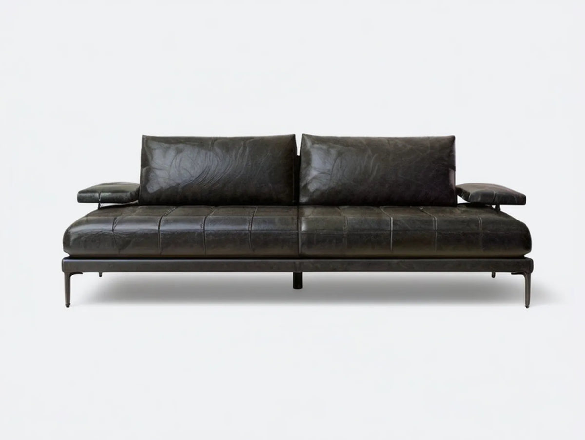 Modern Black PU Leather 3-Seat Sofa, 87 in. W x 37 in. D x 32 in. H
