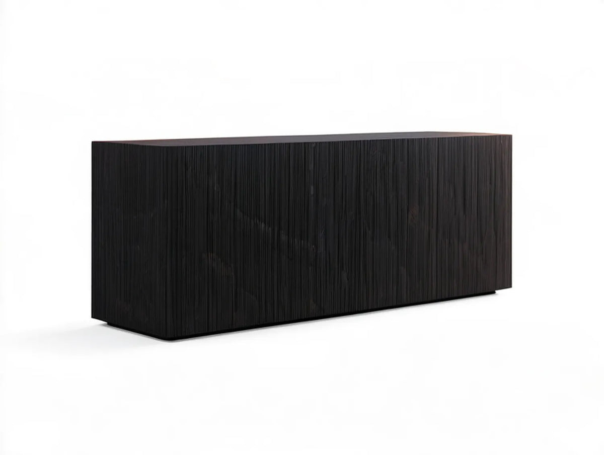 Black Oak Veneer TV Stand Storage Cabinet, 78.7 x 18.1 x 31.5 in