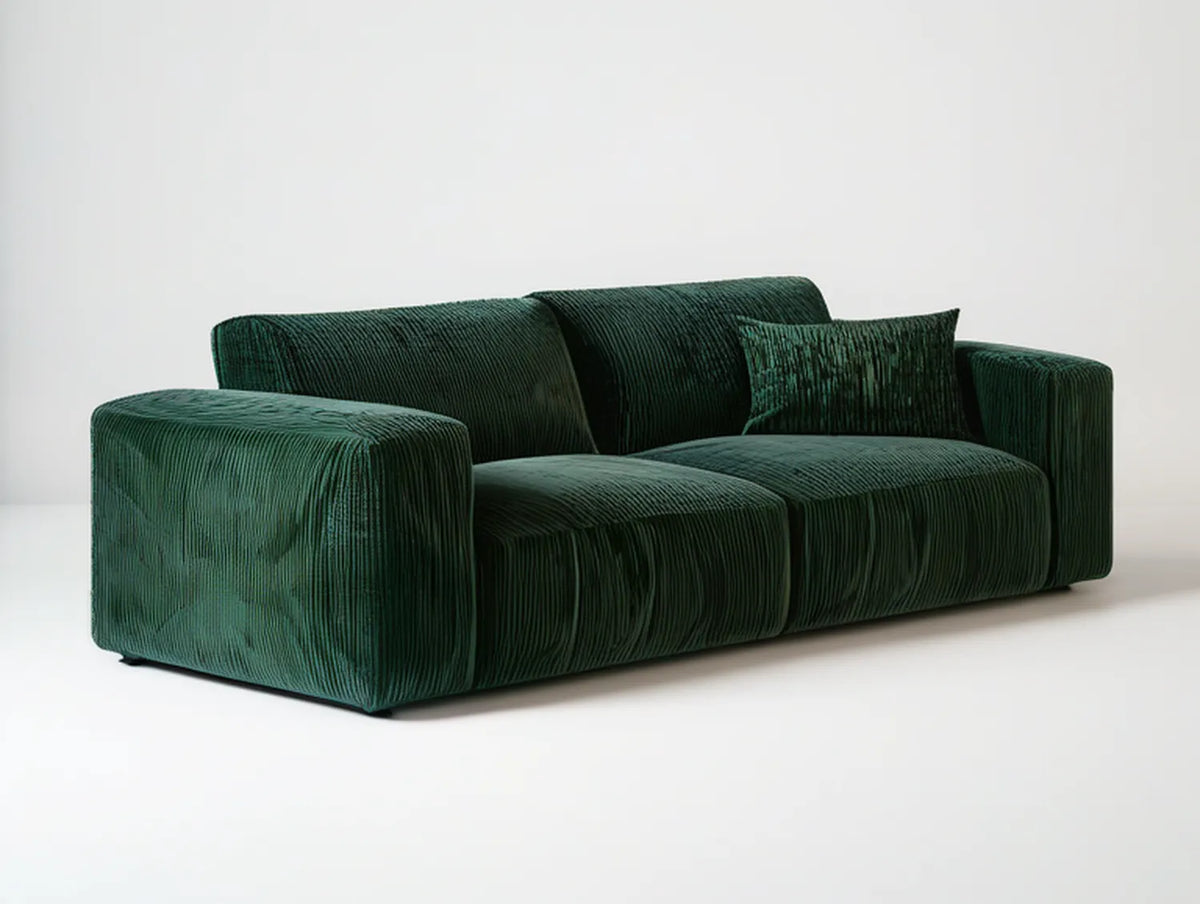 Dark Green 3-Seat Velvet Upholstered Sofa, 94.5 x 39.4 x 33.5 in