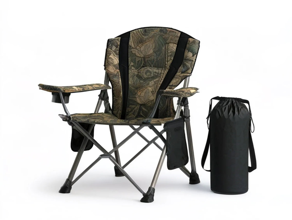 Oversized Folding Camping Chair with Carry Bag, 36 x 24 x 43 in, Camouflage/Black/Gray