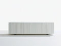 White Fluted MDF Media Console with Black Feet, 70.9 x 15.7 x 19.7 in