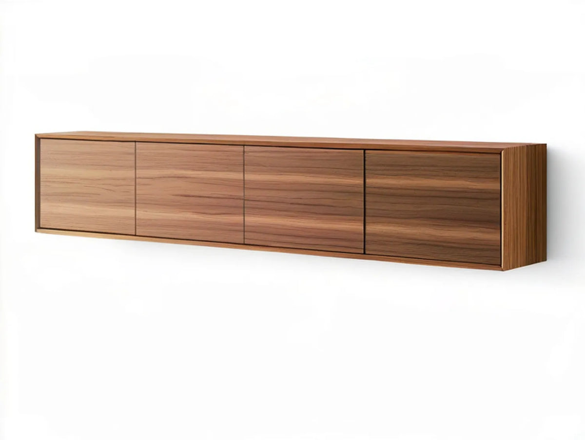 Wall-Mounted TV Stand, Walnut Brown, 71 x 14 x 14 in