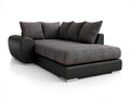 80 in Wide Asymmetrical Chaise Lounge Sofa with Gray Polyester Cushions and Black PU Leather Upholstery